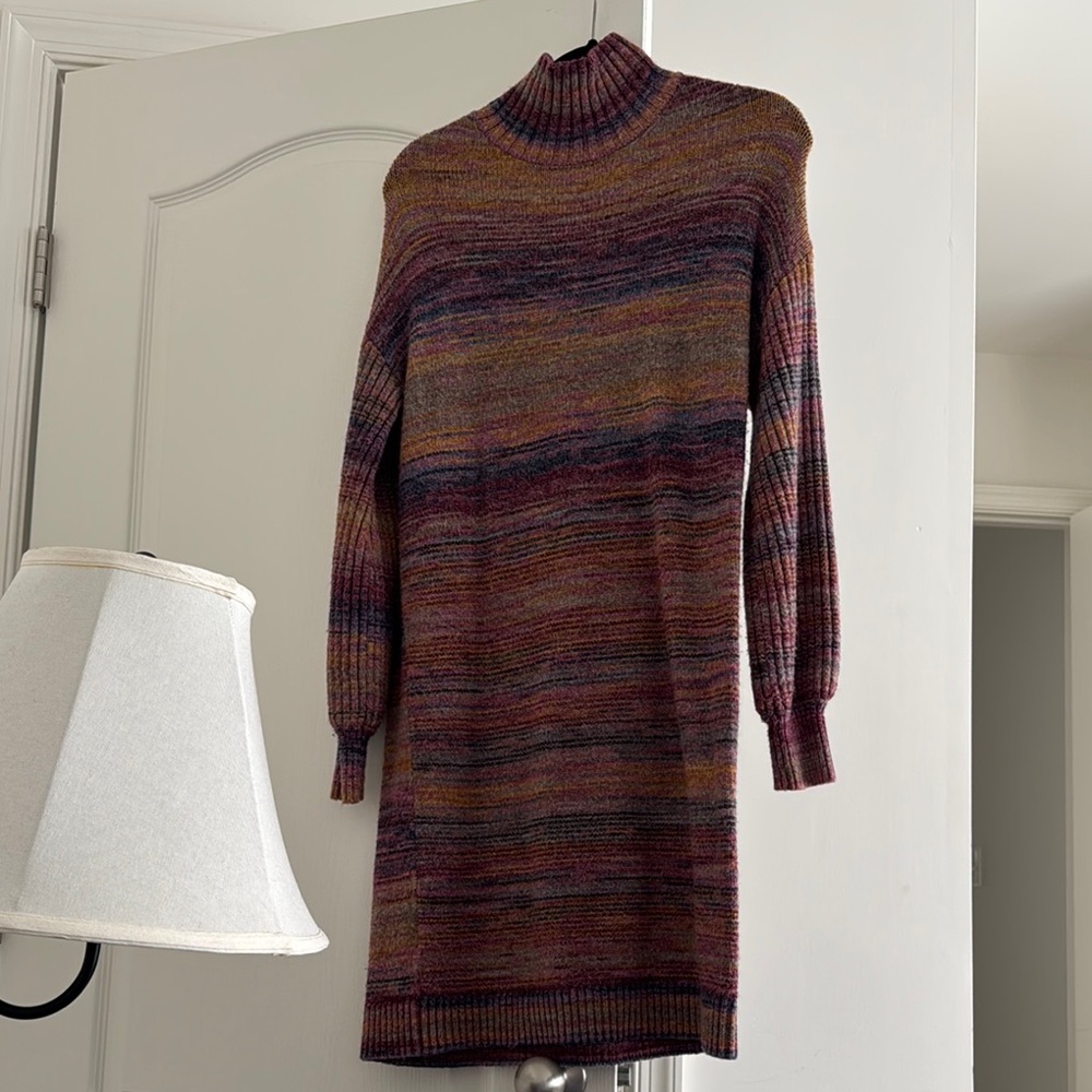 LOFT Striped Multicolor Knit Sweater Dress